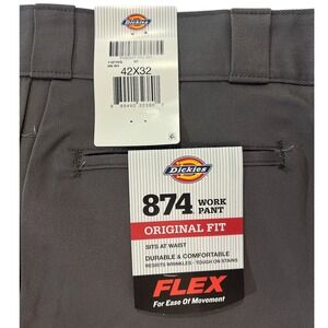 Dickies 874 Work Pants Original‎ Fit FLEX Durable Gray 42x32